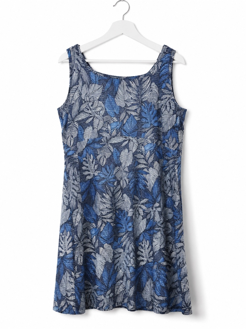 Columbia 1X Omni-Freeze Zero Blue Tropical Leaf Sleeveless Cooling Dress